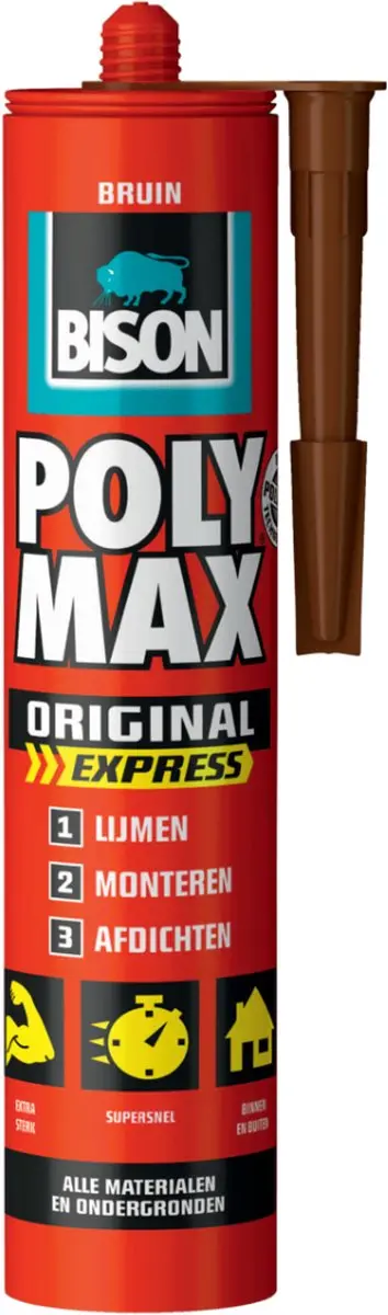 Bison Poly Max Express Montagelijm 425g - Bruin