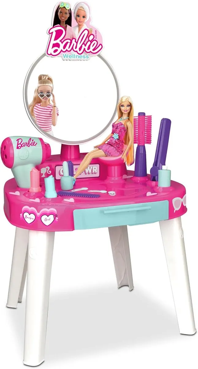 Mattel Barbie Vanity Set 5120 - Kaptafel met 12 Accessoires - Roze