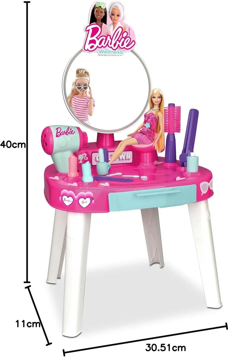 Mattel Barbie Vanity Set 5120 - Kaptafel met 12 Accessoires - Roze