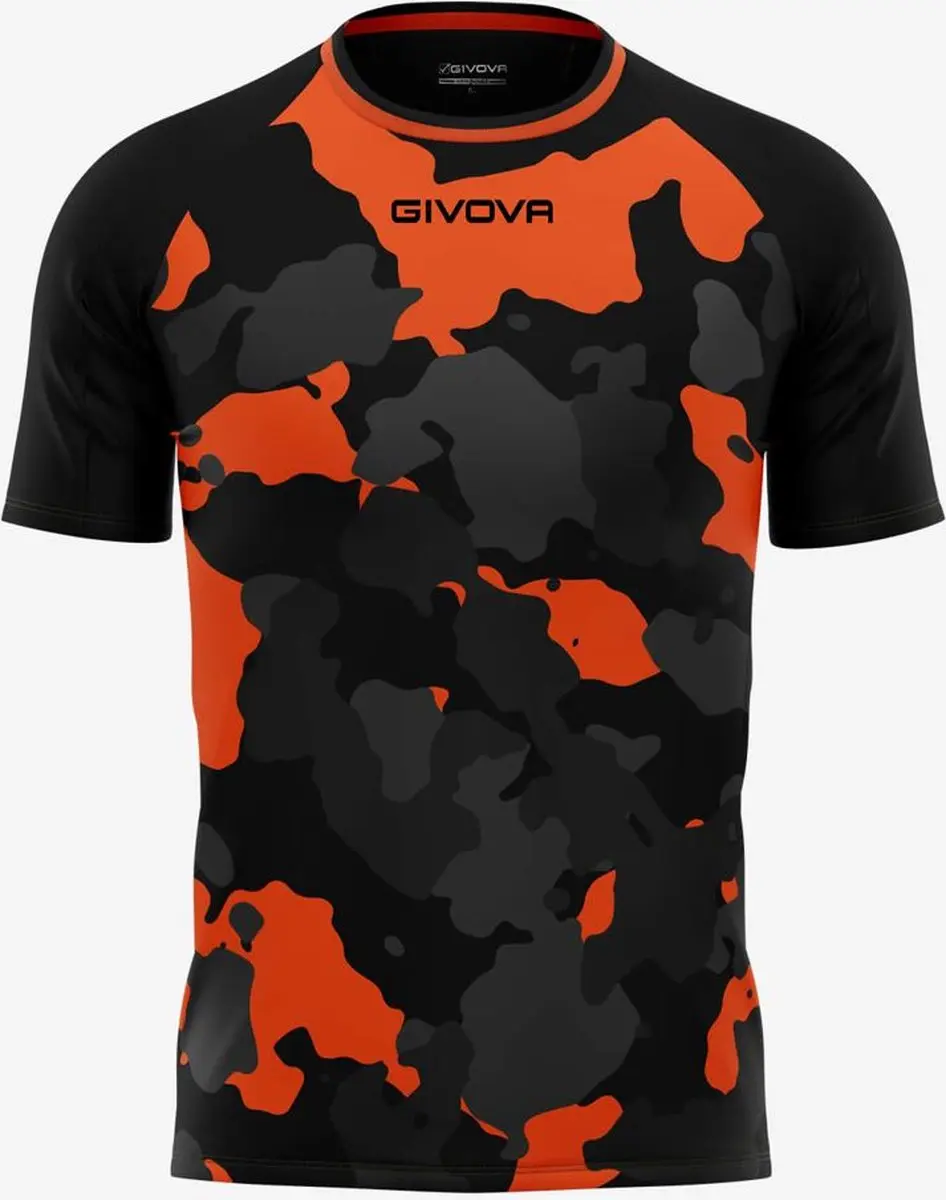 Givova Army Heren T-shirt - Zwart/oranje - M
