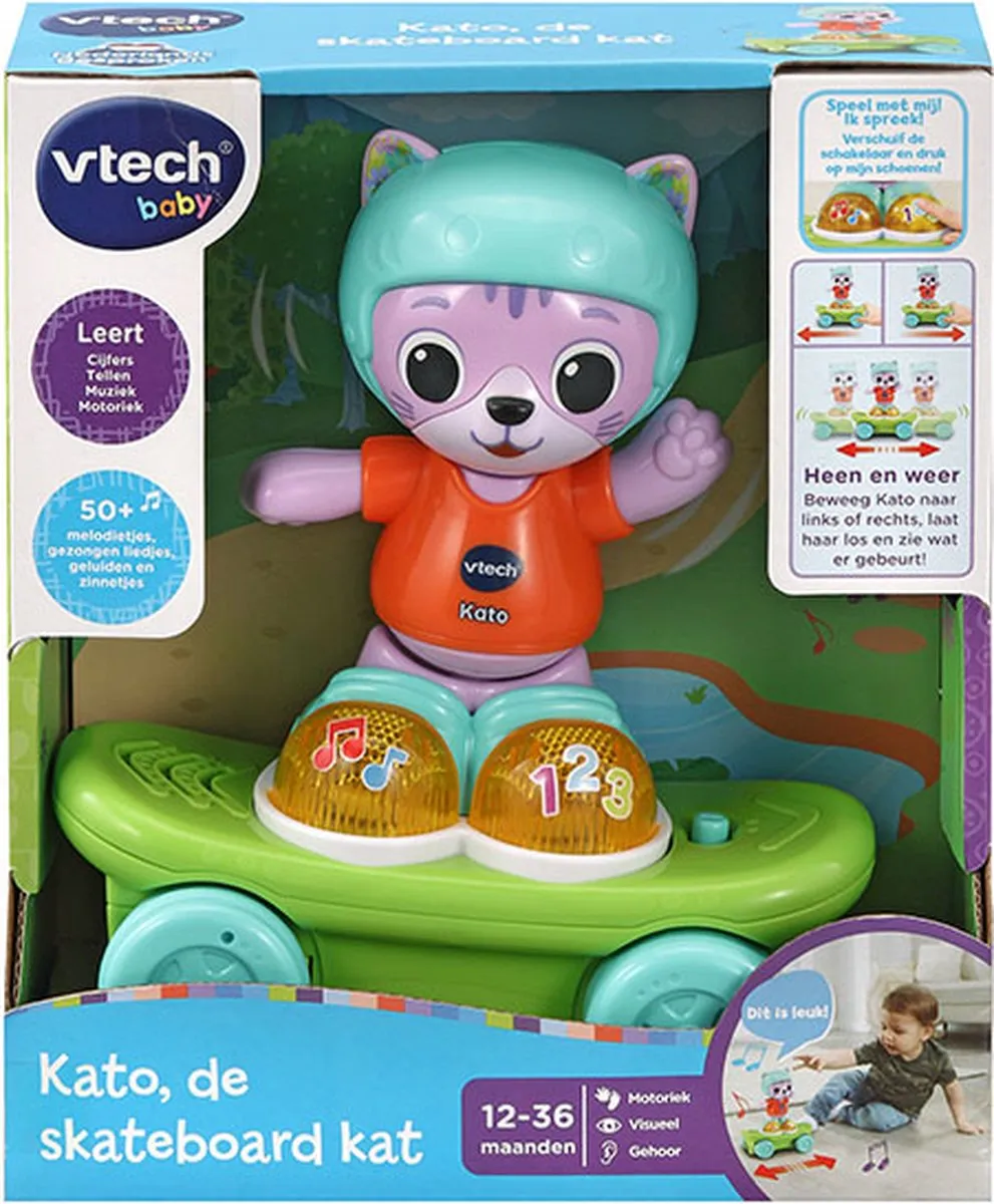 VTech Dierenvriendjes Kato Skateboard Kat - Educatief Speelgoed 3830871 - Multicolor - afbeelding 6 van 6