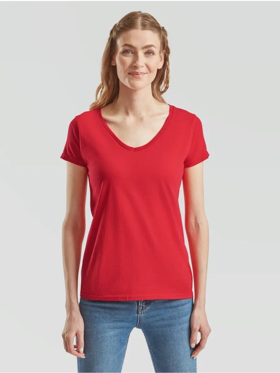 Fruit Of The Loom Dames Iconische 150 T-shirt met V-hals Rojo