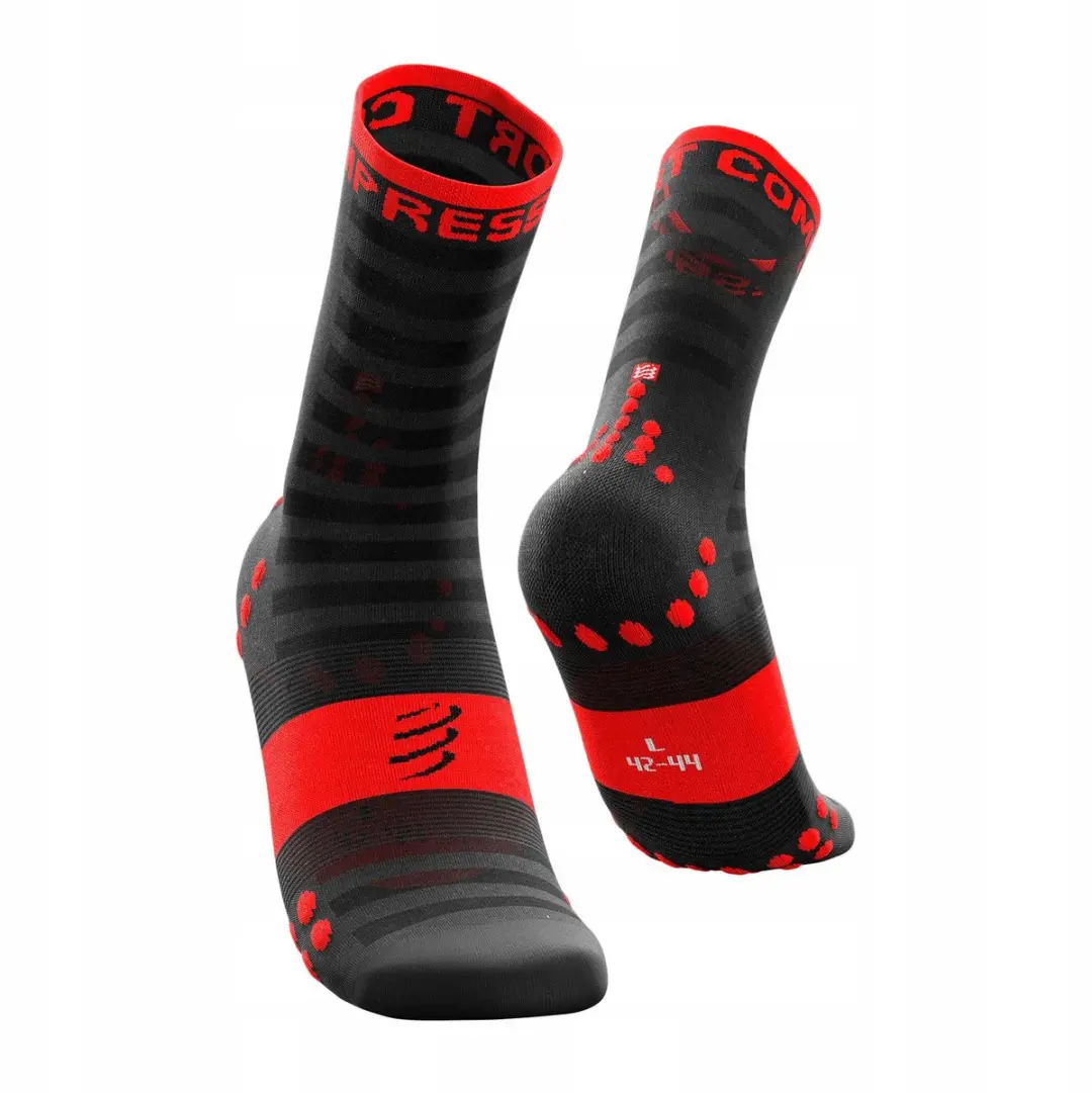 Compressport Ultralight V3 Fietssokken Zwart/Rood Maat 35-38
