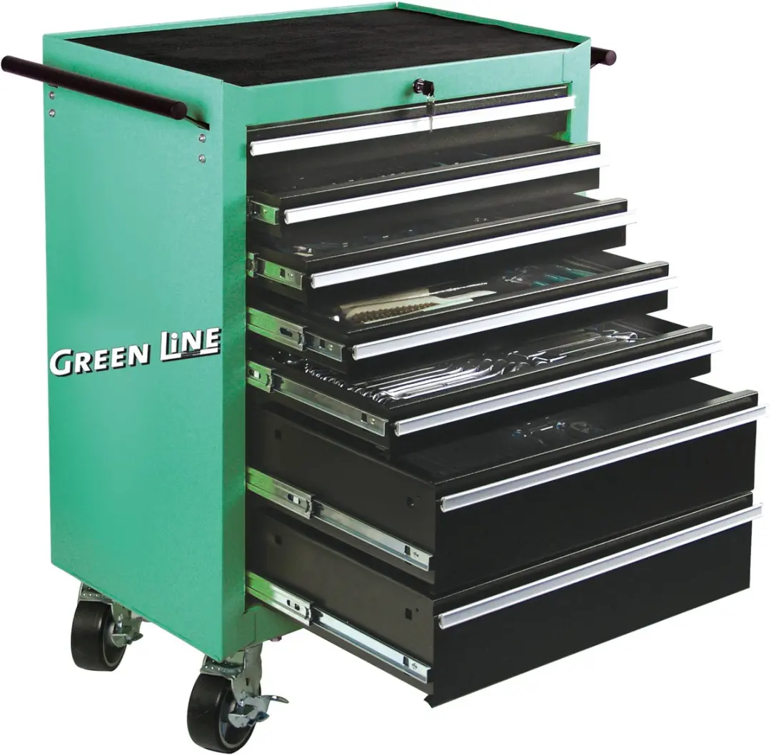 Brüder Mannesmann 28270 Gereedschapwagen - 7 Lades - Groen