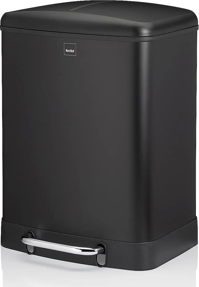 Afvalemmer, 2x 12 L, RVS, Zwart