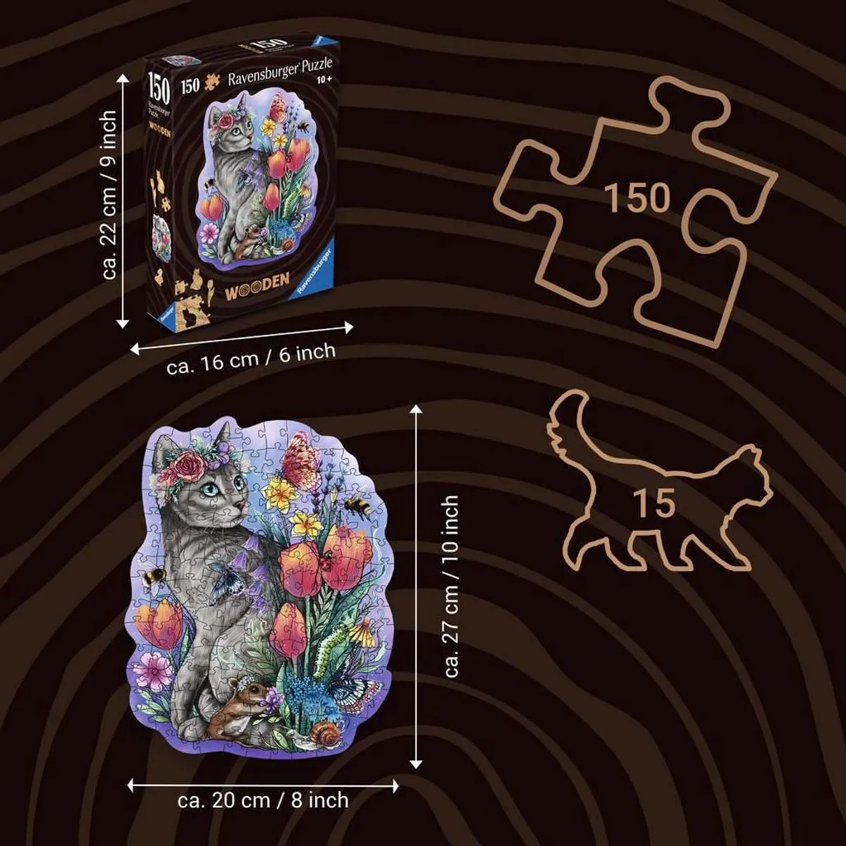 Ravensburger Lovely Cat Houten Puzzel 150 Stuks - Multicolor
