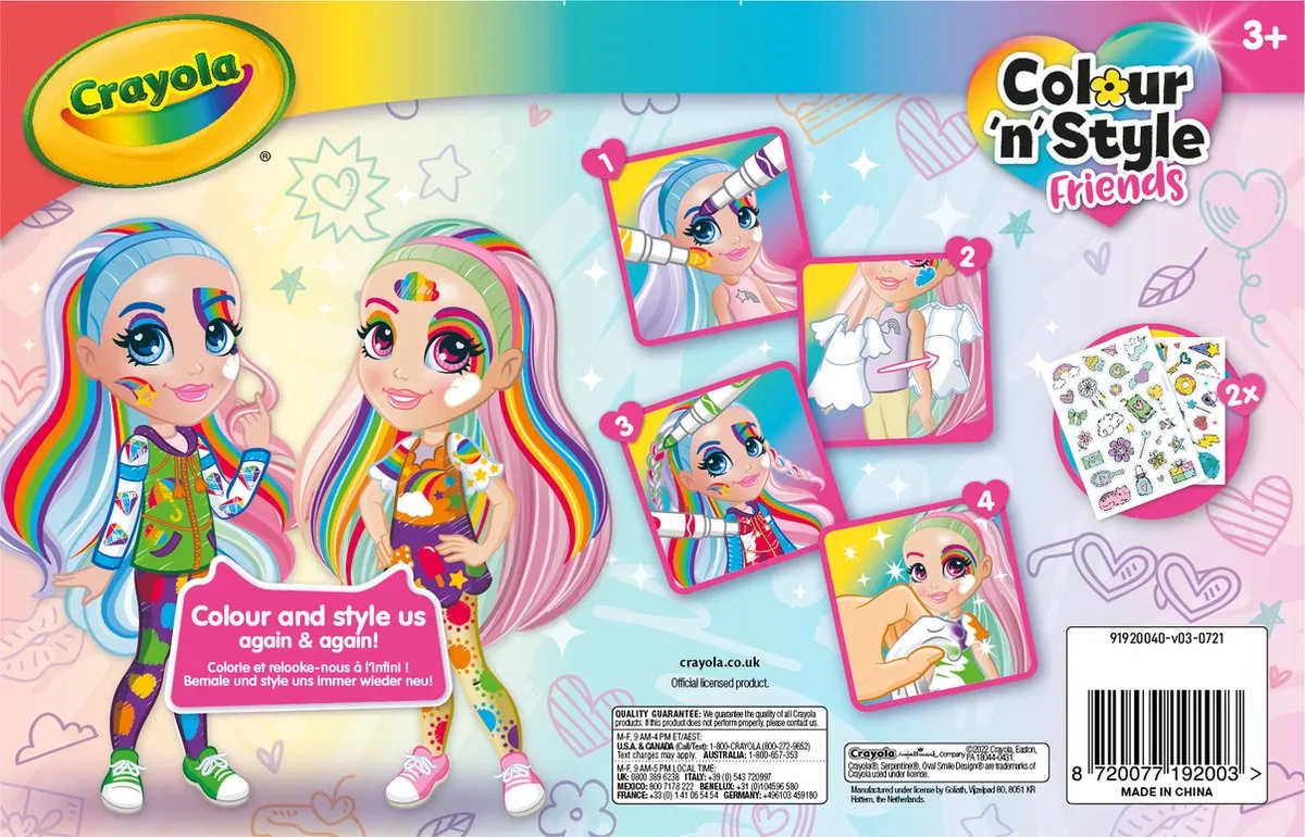 Crayola Colour & Style Rainbow Twins Poppen - 2 Stuks - Multicolor