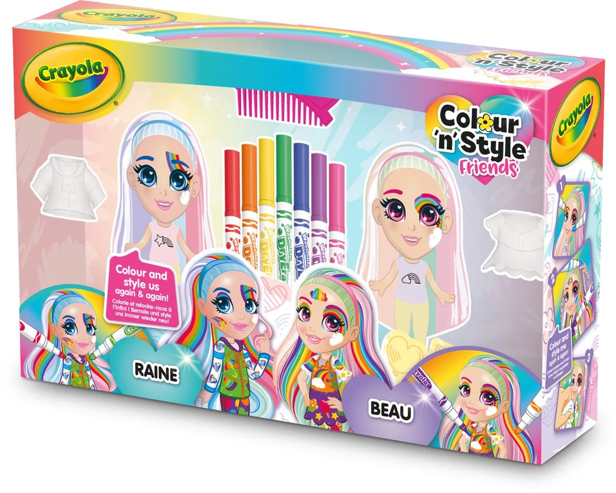 Crayola Colour & Style Rainbow Twins Poppen - 2 Stuks - Multicolor