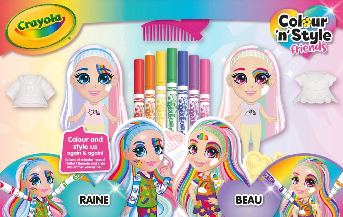 Crayola Colour & Style Rainbow Twins Poppen - 2 Stuks - Multicolor