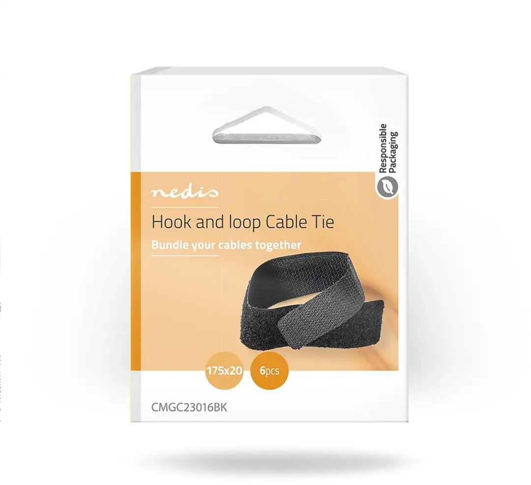 Nedis Klittenband Kabelbinders 6 Stuks - Zwart