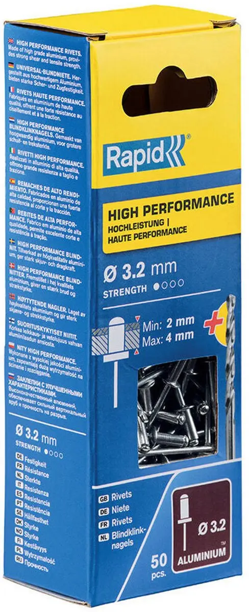 Rapid High Performance Klinknagel 5000383 - 50 Stuks - Ø3.2 x 8mm - Wit