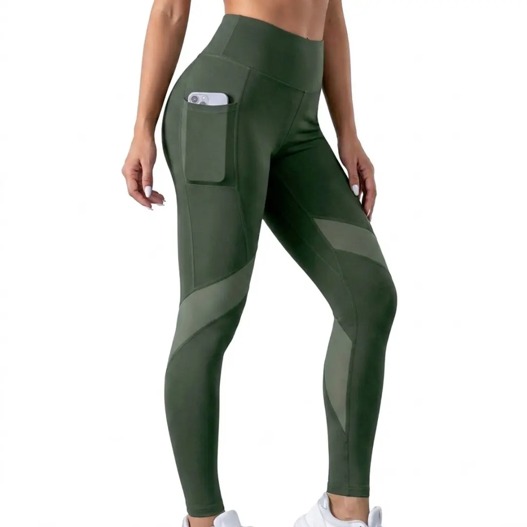 Varen groene yoga legging dames hoge taille sport legging compressie pilates leg