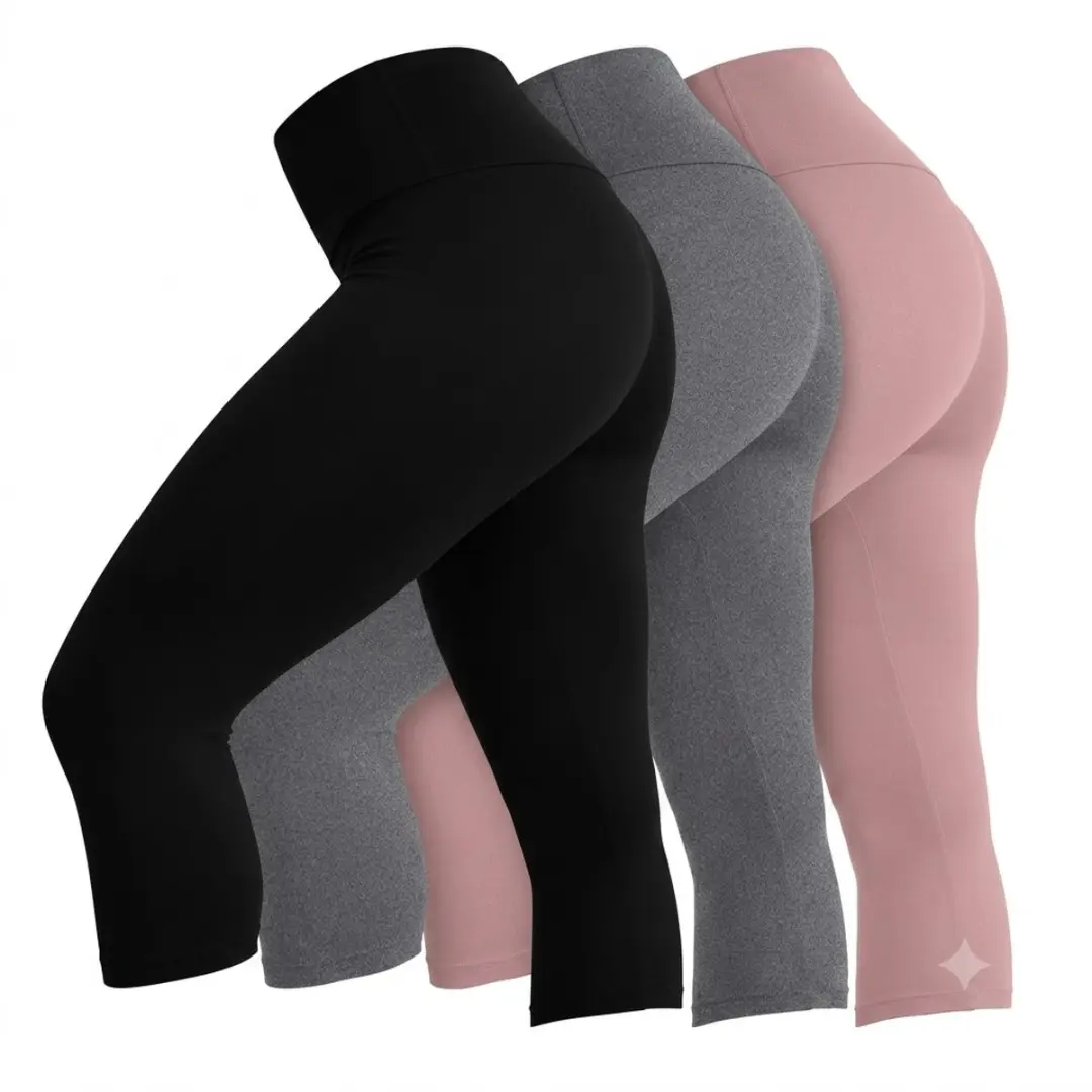 Gemengde kleuren yoga capri legging dames 3 pack hoge taille sport legging buik