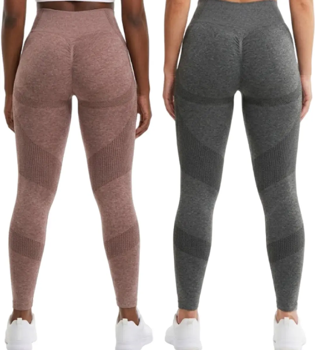 Rozebruine en donkergrijze yoga legging dames 2 pack naadloze hoge taille sport