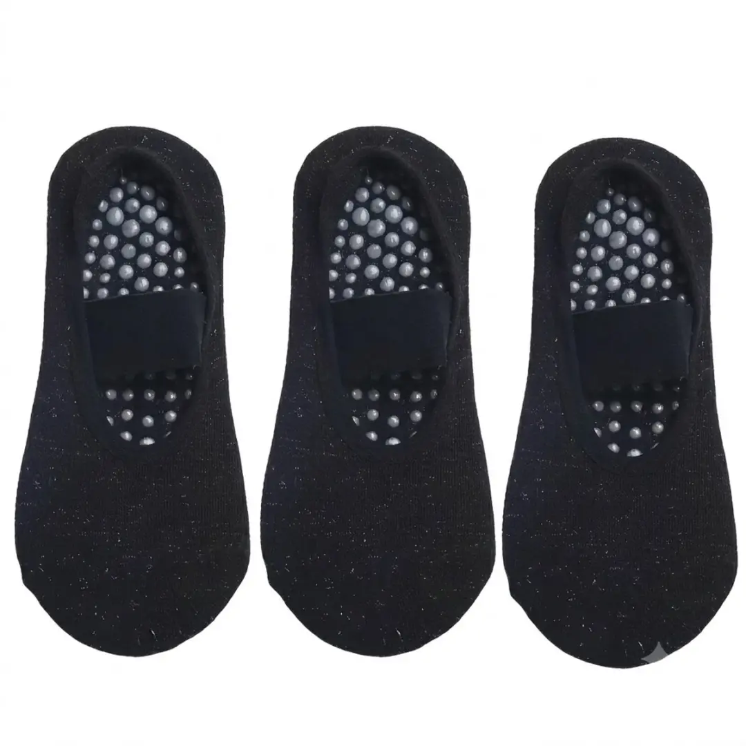 Zwart antislip pilates sokken dames 3 paar ademende yoga sokken met elastische w
