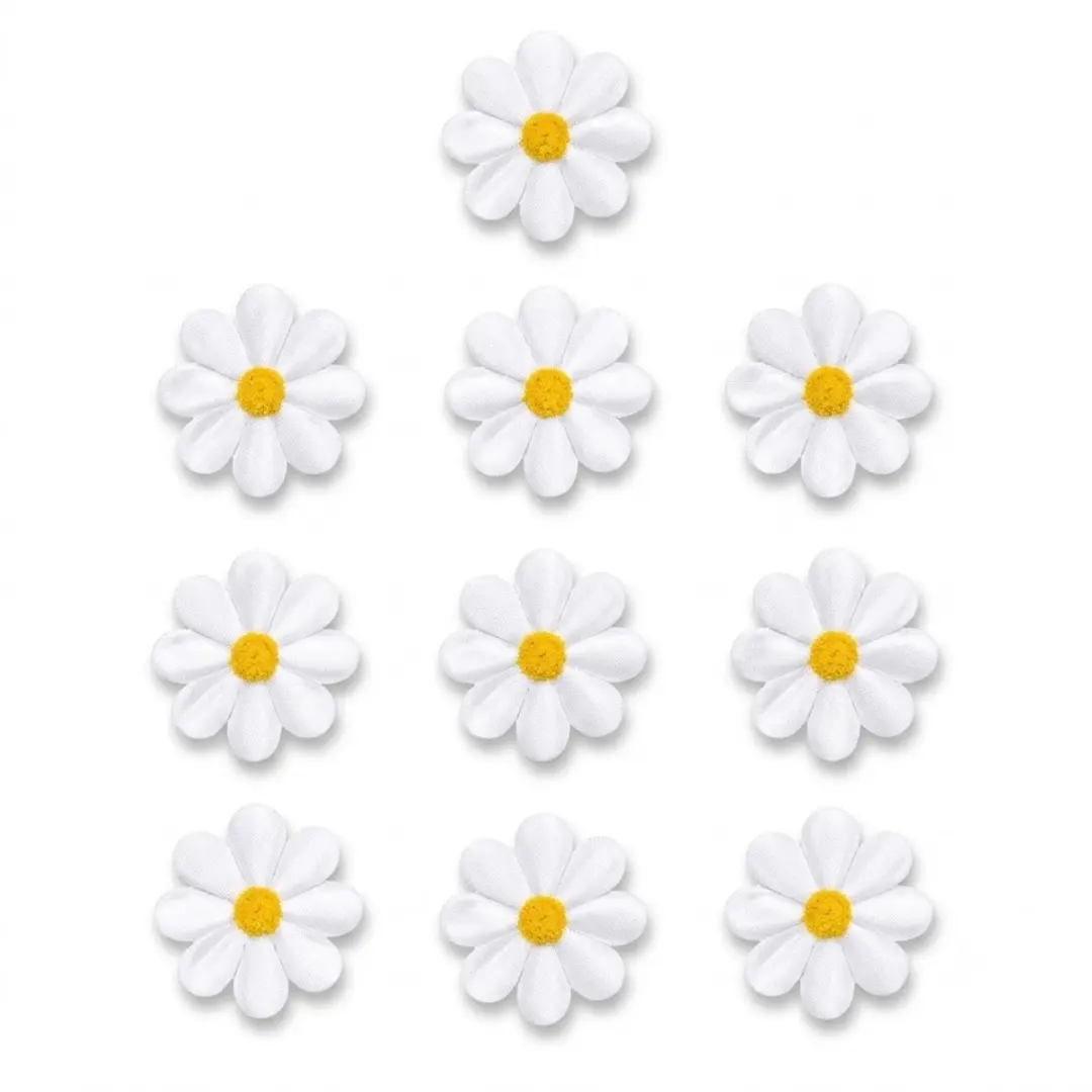 Witte bloemen patches stofapplicaties 10 stuks madeliefje geborduurde opstrijkpa