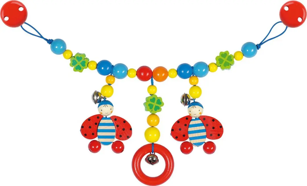 Goki Baby Kinderwagenspanner: LIEVEHEERSBEESTJE L40cm, met clips, natuurhout, in
