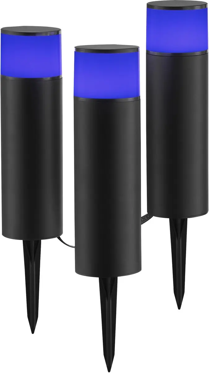 Brilliant Dody Slimme Buiten Spike Lampen Set - 3x 8.5W RGB/CCT - IP44 - Zwart