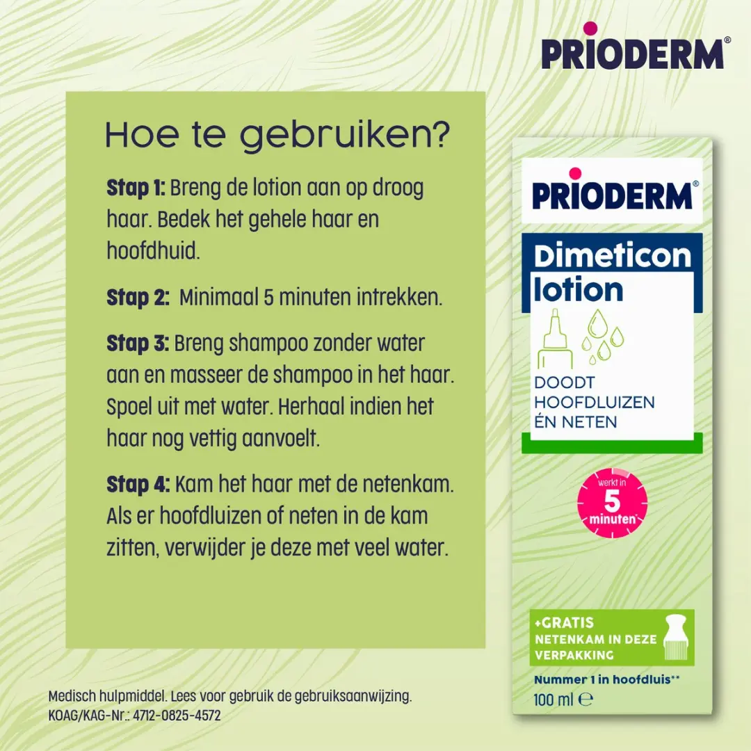 Prioderm Dimeticon Anti Luis Lotion 100ml - Incl. Netenkam - afbeelding 2 van 6