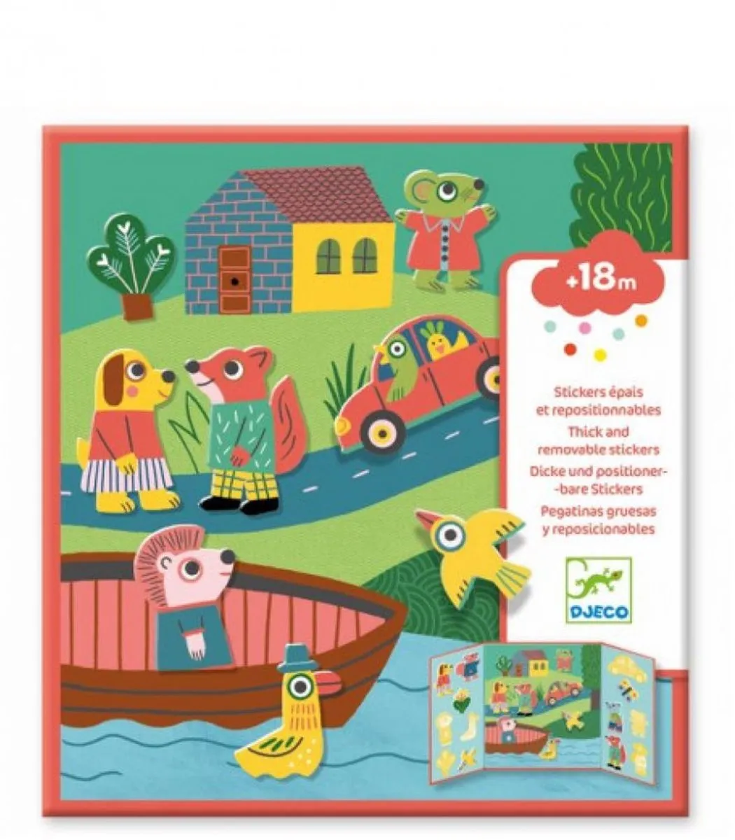 Djeco Herbruikbare Dierenstickers Multicolor - 13 Stuks