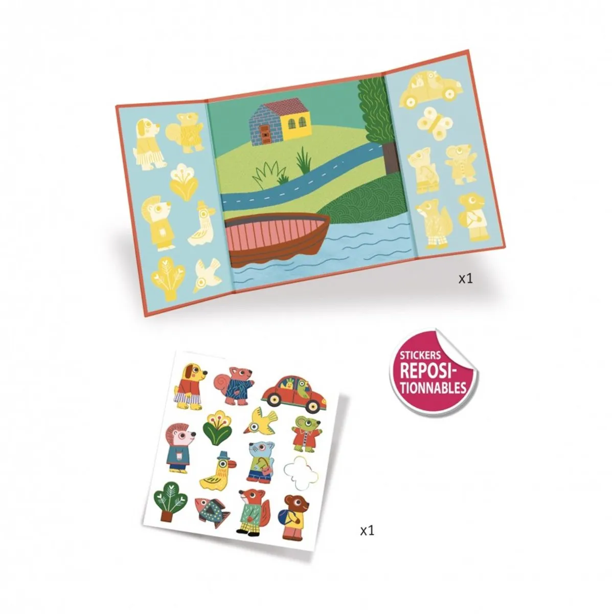 Djeco Herbruikbare Dierenstickers Multicolor - 13 Stuks