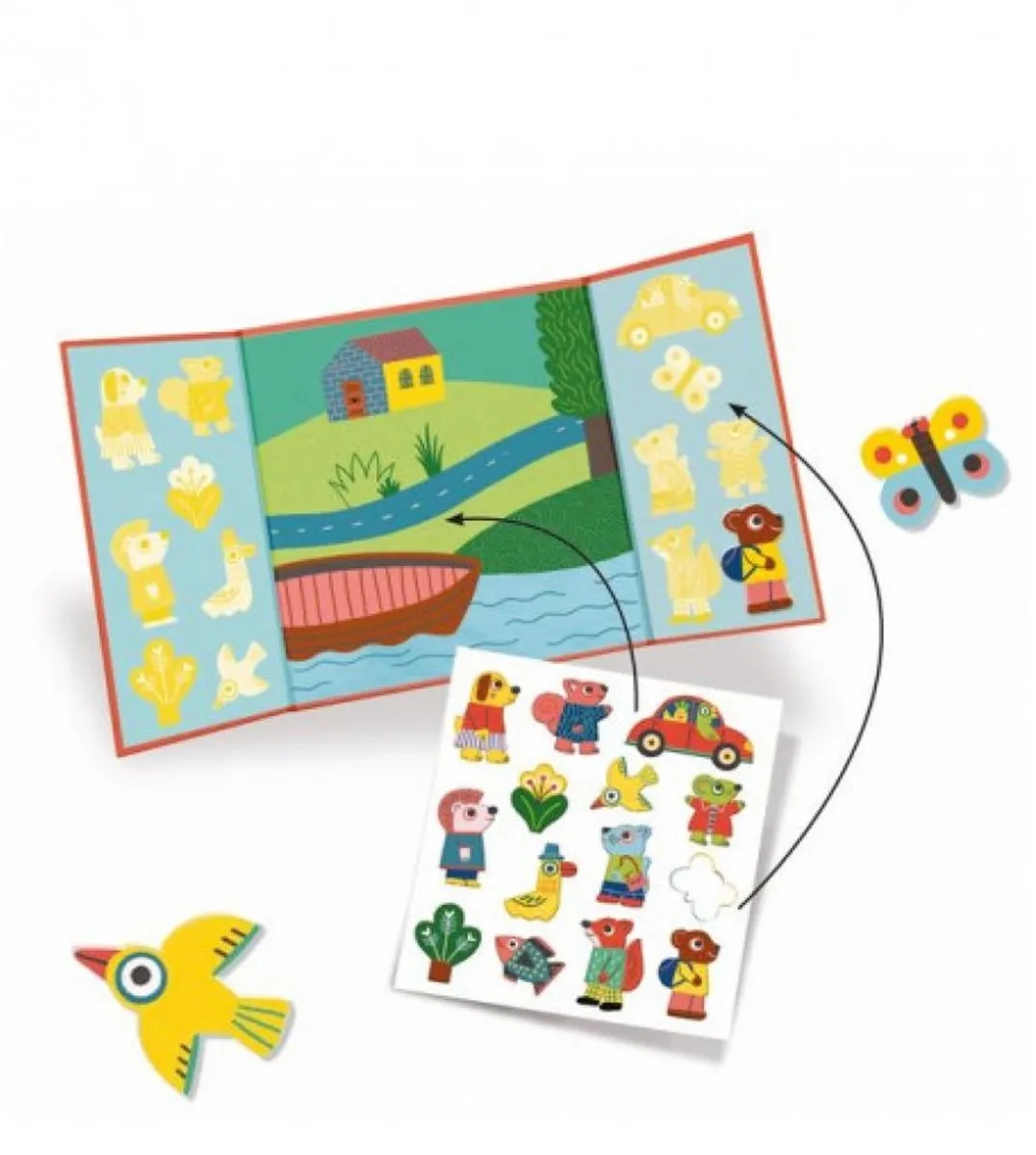Djeco Herbruikbare Dierenstickers Multicolor - 13 Stuks