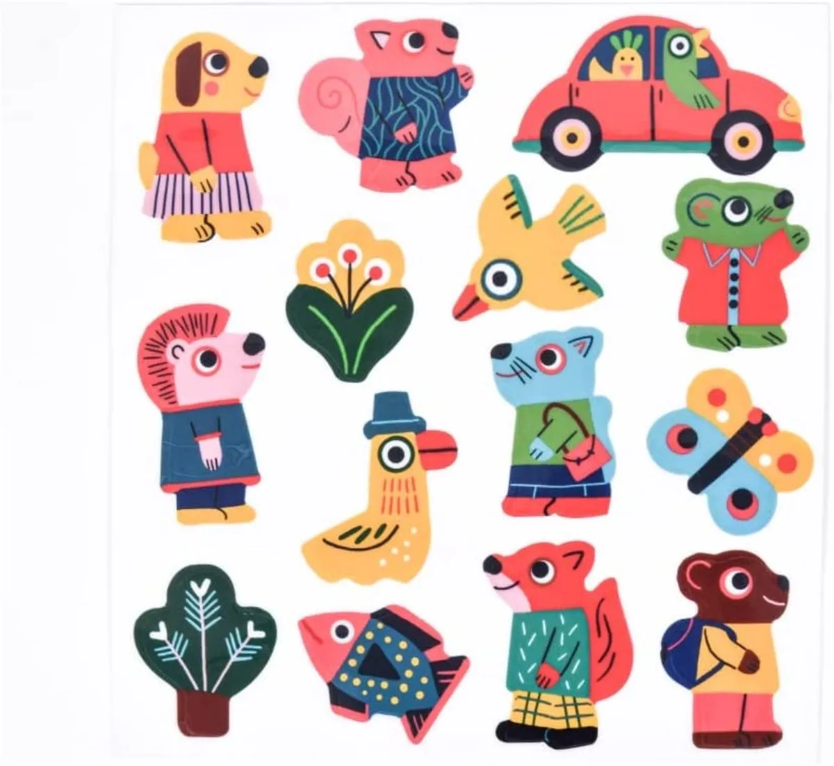 Djeco Herbruikbare Dierenstickers Multicolor - 13 Stuks