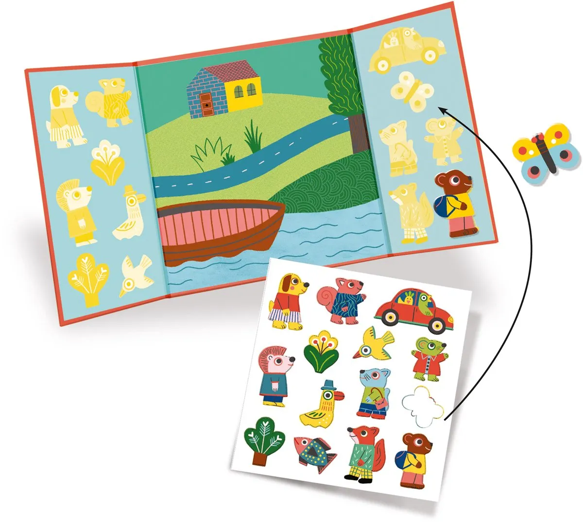 Djeco Herbruikbare Dierenstickers Multicolor