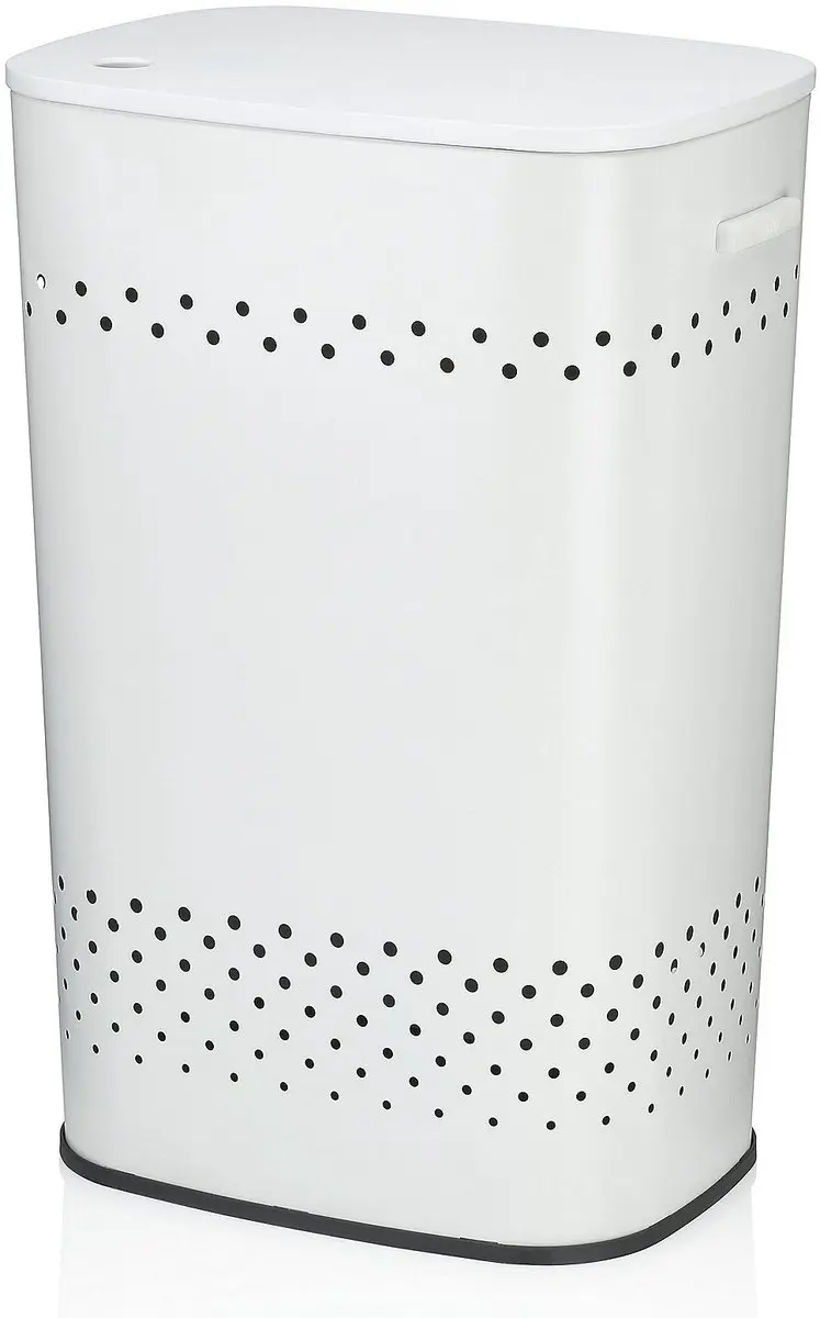 Wasmand, Met Zitdeksel, 60 L, RVS met Poedercoating, Wit