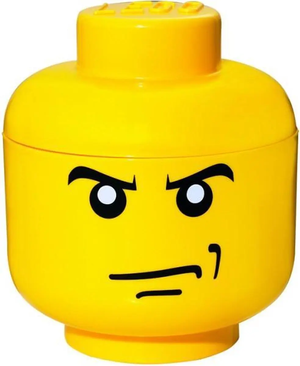 Lego Opbergbox Head S Angry Man Geel