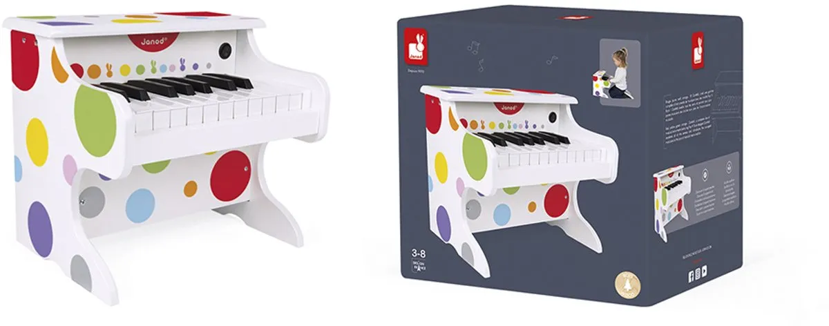 Janod Confetti Elektronische Houten Piano - Multikleur - afbeelding 6 van 6