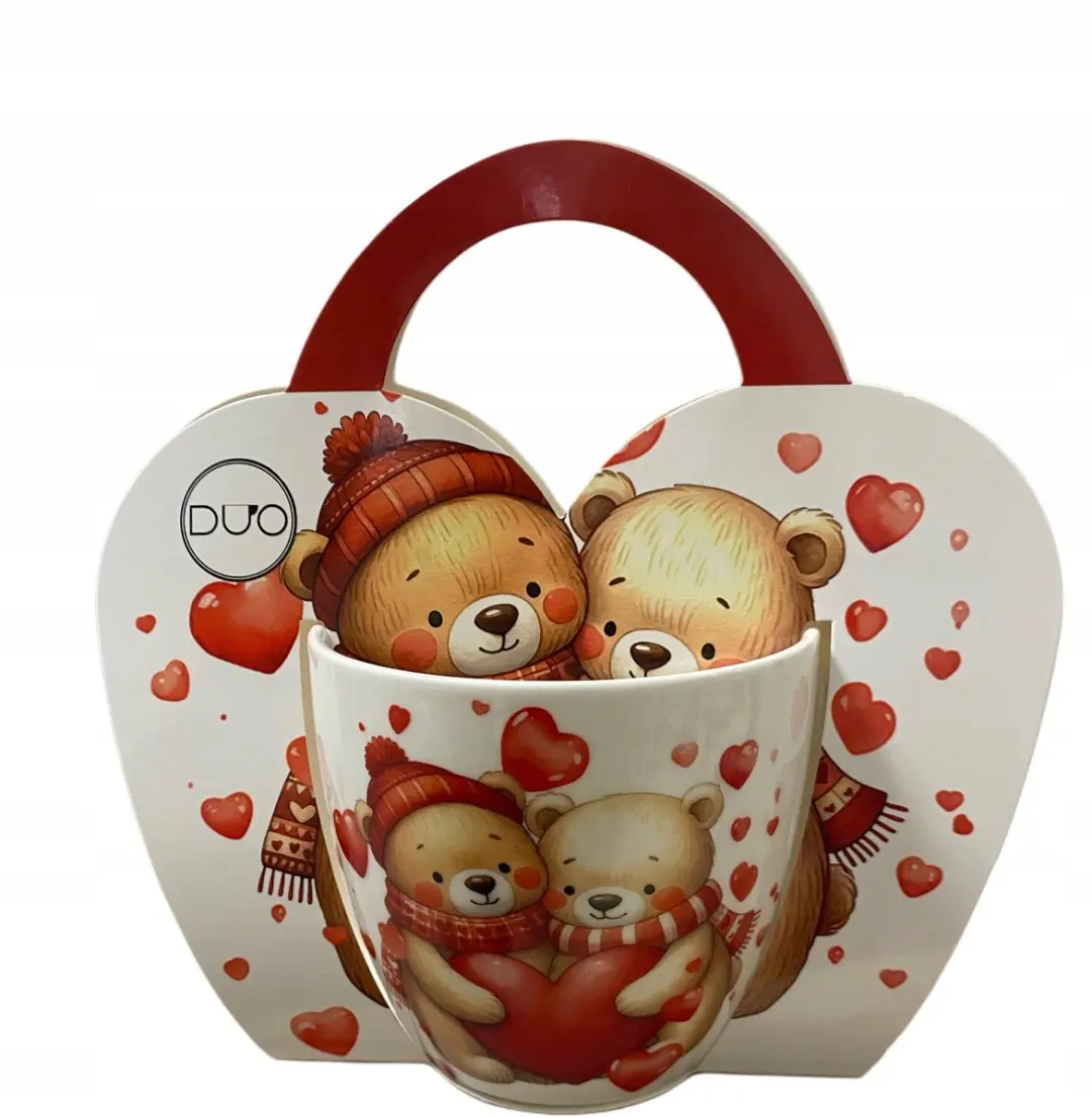 Mok met beren en hartjes, 460 ml, New Bone China porselein