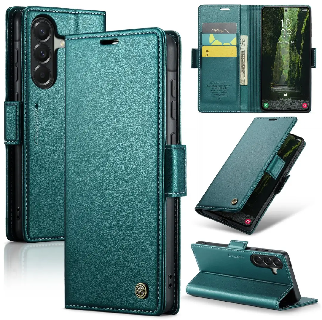 CaseMe Wallet Case met RFID Bescherming en Magneetsluiting voor Galaxy A57 _ Gro