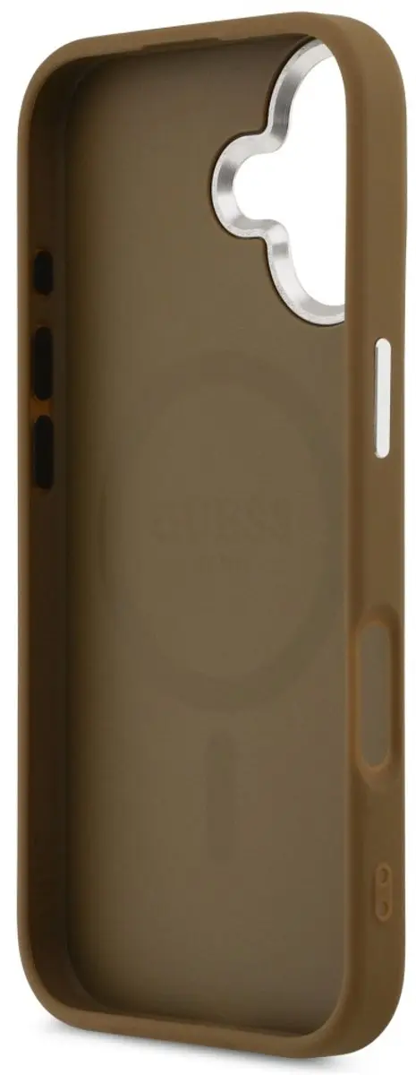 GUESS Triangle Logo Back Case Eco-Leather - iPhone 17 - Bruin - afbeelding 6 van 6