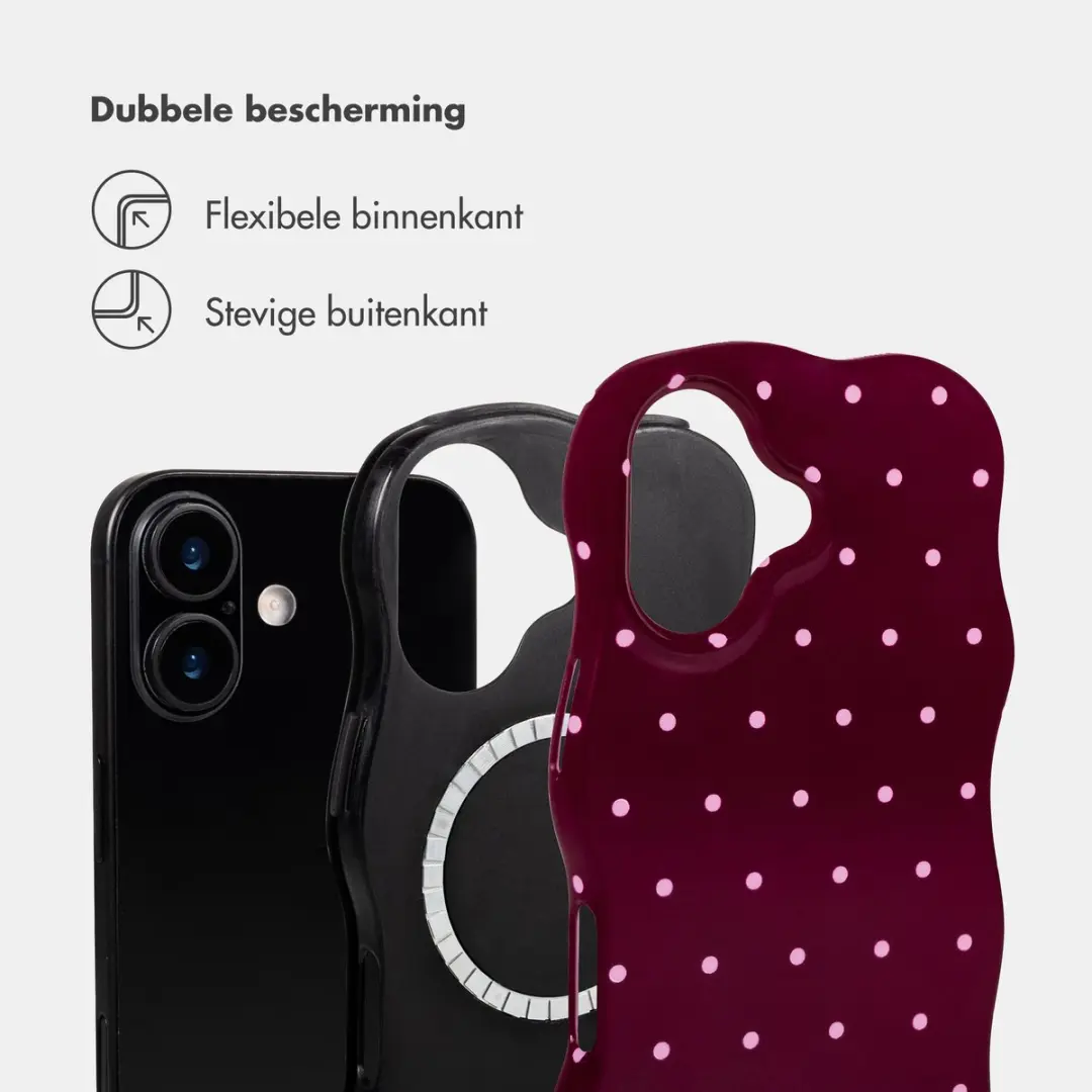 Selencia Hoesje iPhone 17 Wavy Backcover - MagSafe - Donkerrood