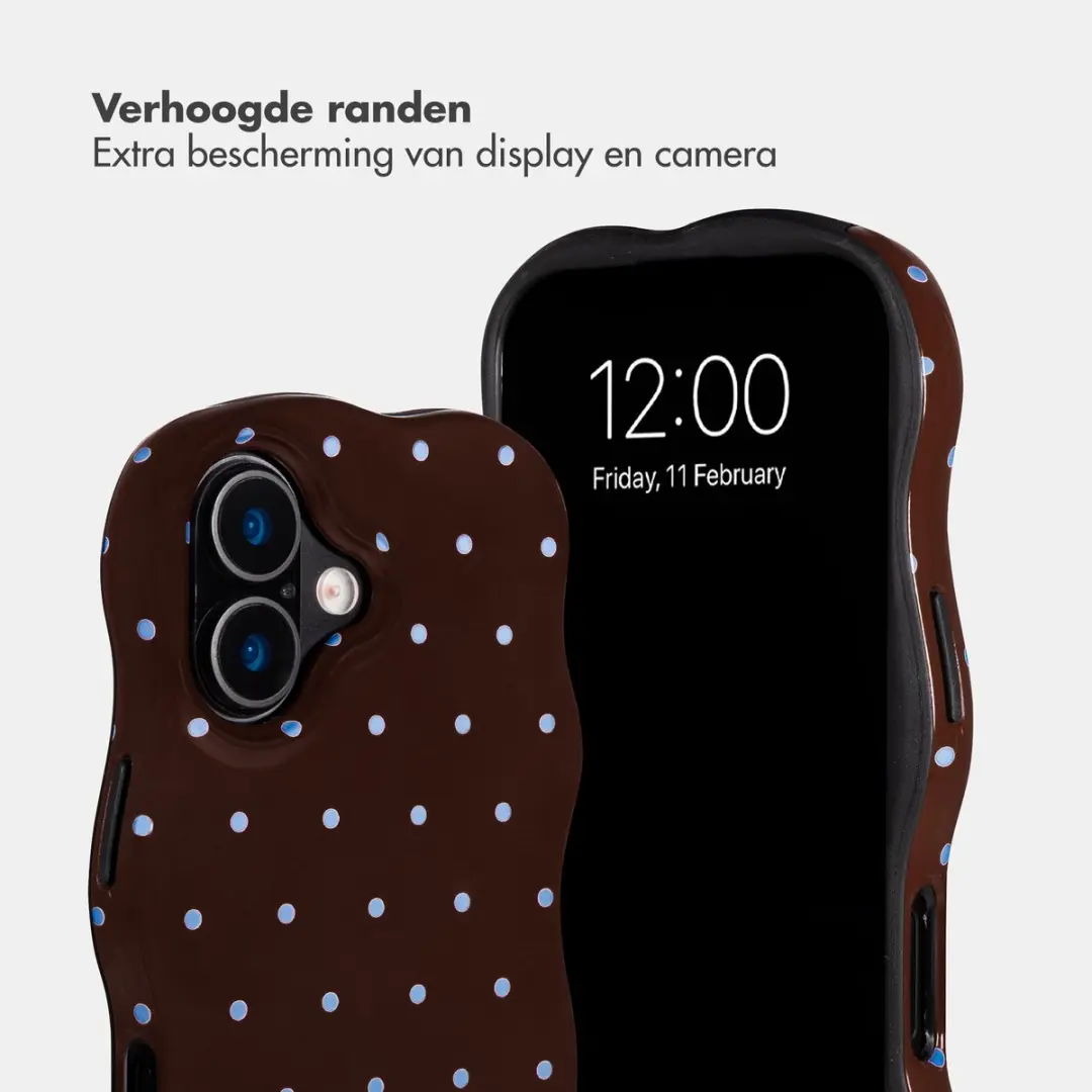 Selencia Hoesje iPhone 16 Wavy Backcover - MagSafe - Bruin - afbeelding 6 van 6