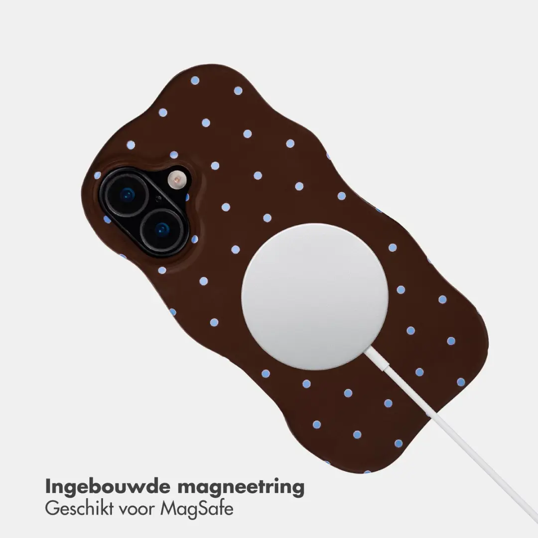 Selencia Hoesje iPhone 16 Wavy Backcover - MagSafe - Bruin