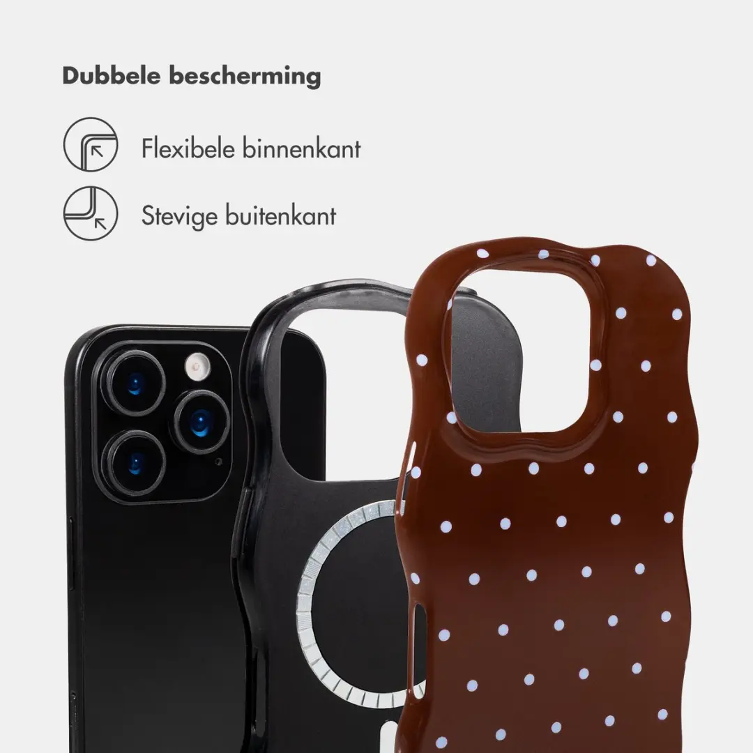 Selencia Hoesje iPhone 16 Pro Wavy Backcover - MagSafe - Bruin