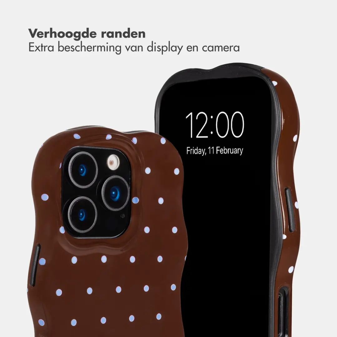 Selencia Hoesje iPhone 16 Pro Wavy Backcover - MagSafe - Bruin