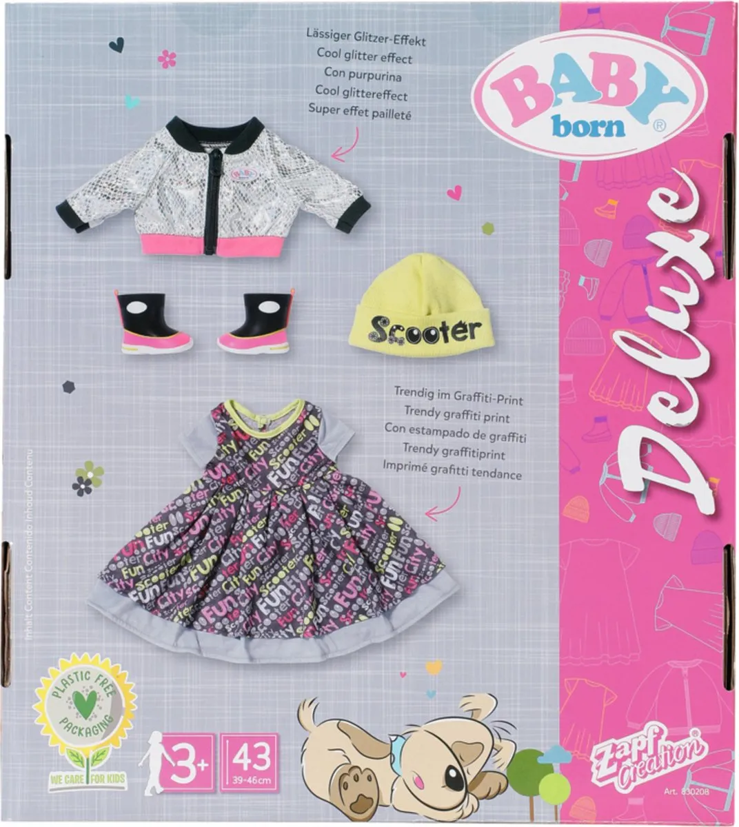 Baby Born City Deluxe Style 43cm Pop - Jurk Laarzen Muts Multicolor