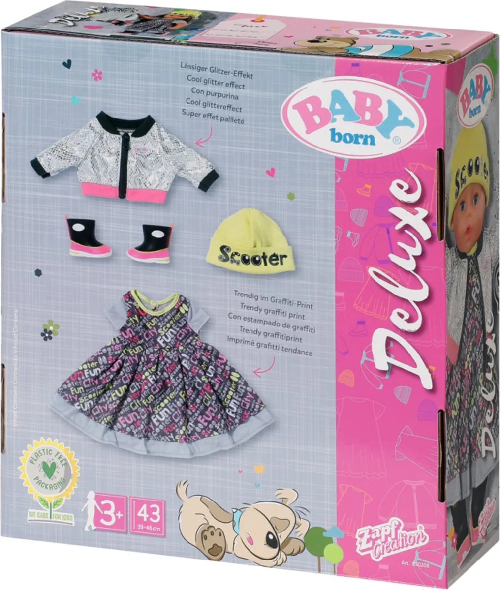 Baby Born City Deluxe Style 43cm Pop - Jurk Laarzen Muts Multicolor