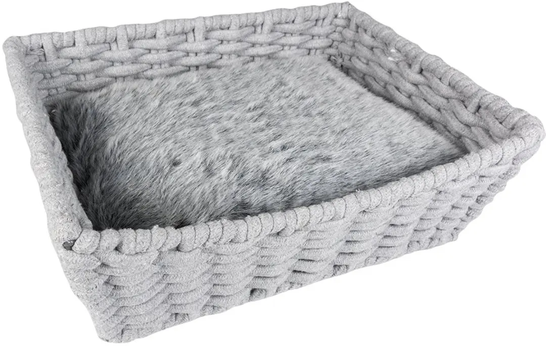 Duvo+ Kattenmand Oyster mand rechthoekig in katoentouw Grijs 45x34x16cm