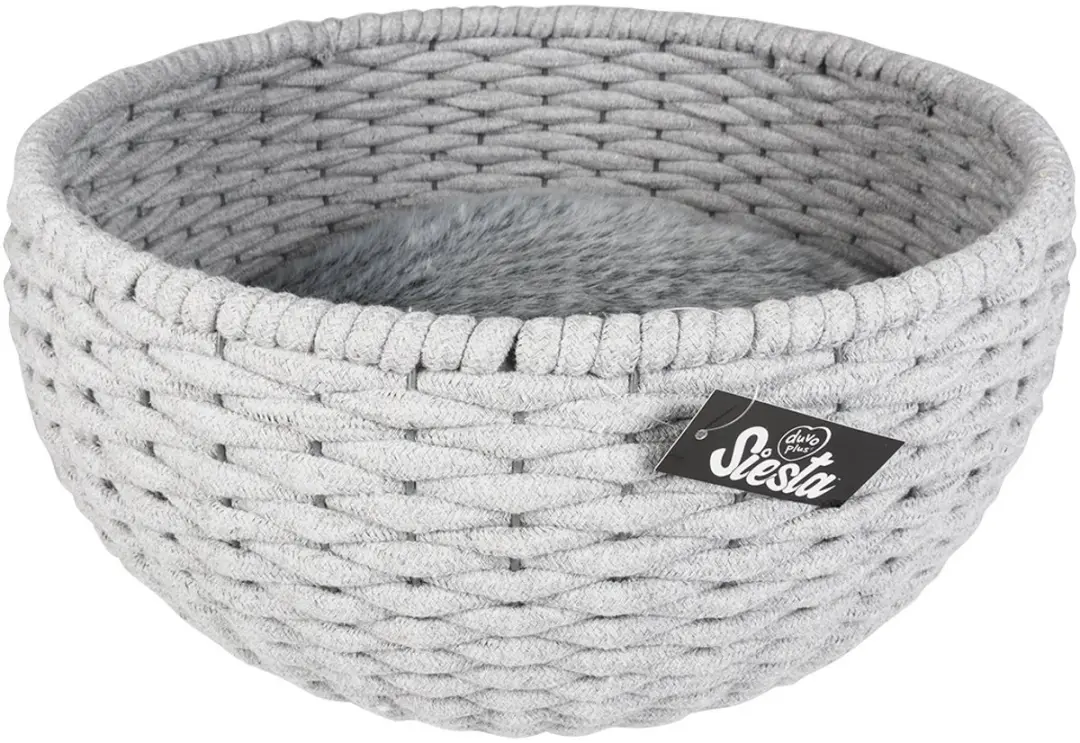 Duvo+ Kattenmand Oyster mand rond in katoentouw Grijs 45x45x23cm