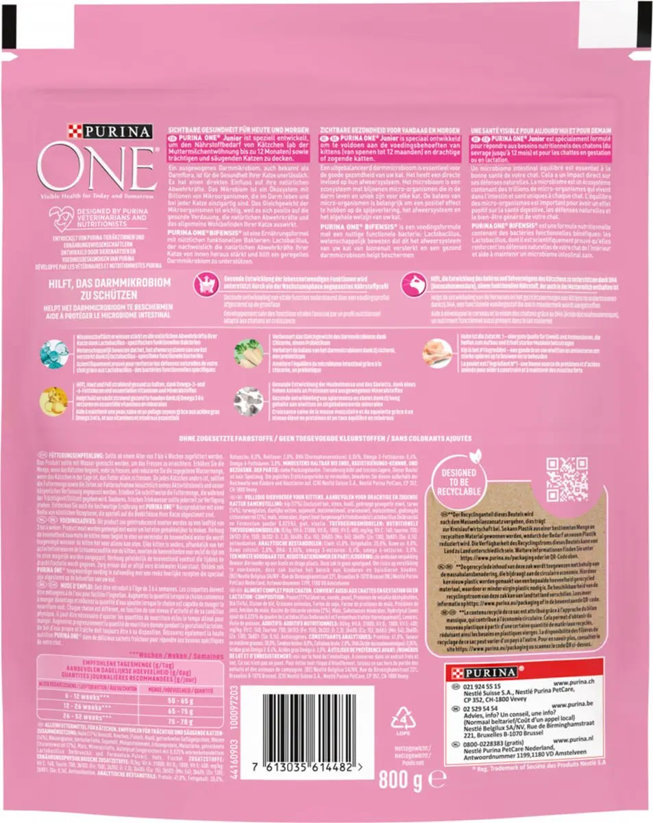 Purina ONE Junior Kip 800g - 4 Stuks