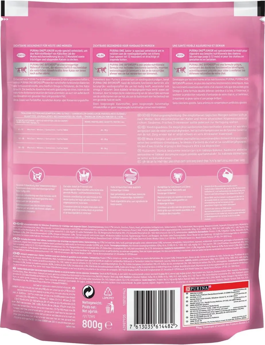 Purina ONE Junior Kip 800g - 4 Stuks