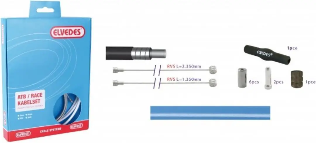 Elvedes Remkabel set atb/race universeel 5mm blauw rvs
