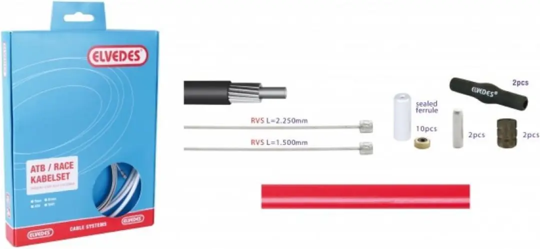 Elvedes Schakelkabel set atb/race universeel 4.1mm rood rvs