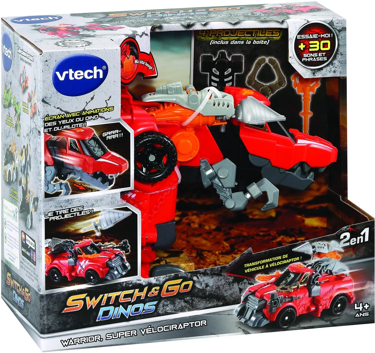 Vtech Transformers Switch & Go Dinos Warrior Super Velociraptor - Rood