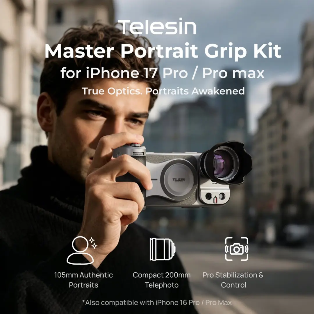 Telesin Master Lens 2X Tele P5-FLT-015-TIP - iPhone 17 Pro Max - Grijs