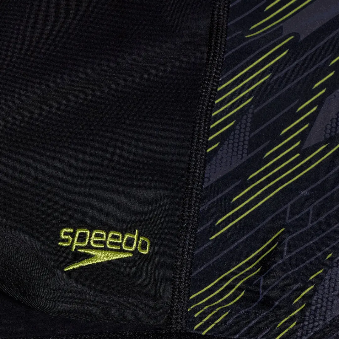 Speedo ECO Hyperboom Panel Sportzwembroek Jongens 128 - Zwart/Grijs/Geel